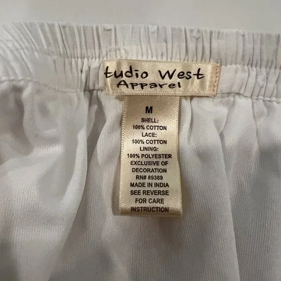 Studio West White Cotton Pesant Skirt – Size M, 26" Length - Picture 2 of 2